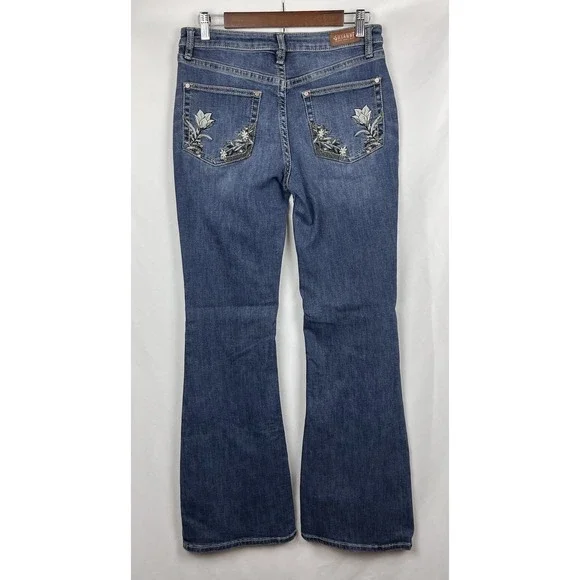 SHYANNE 31W 32.5L Flare Jeans‎ Embroidered Floral Stretch Boho Western Bootcut - Picture 2 of 11